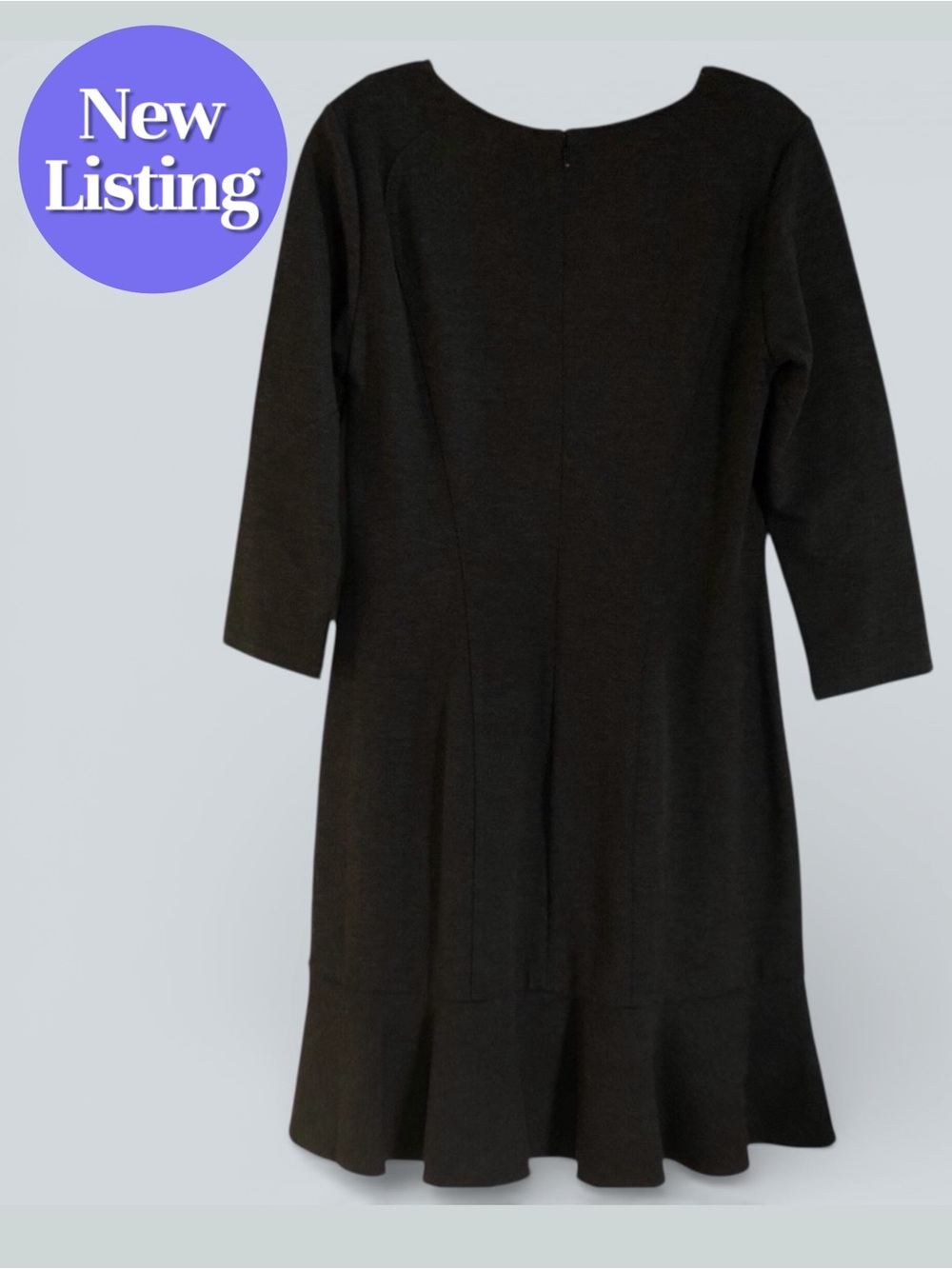 🍁Ann Taylor Flounce Hem Dress. Heather Charcoal Grey. Size 8.